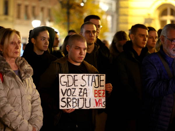 Protesters demand arrests over train station roof collapse that killed 14 people in Serbia