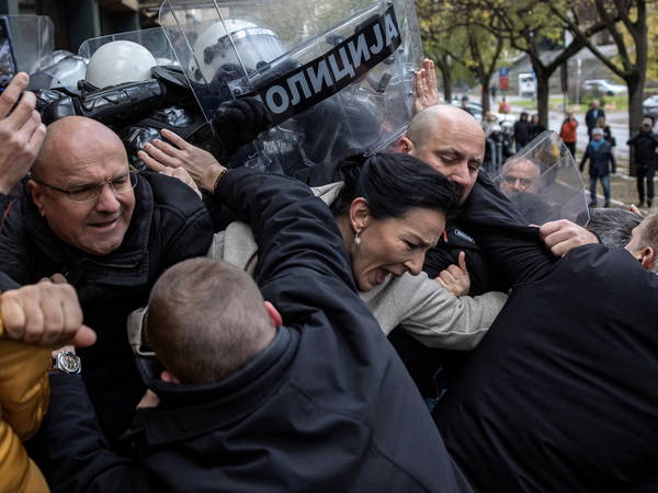 Scuffles in Serbian parliament amid accusations over fatal rail station roof collapse