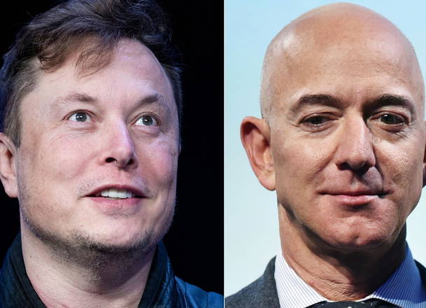 Elon Musk and Jeff Bezos publicly sparring over Trump