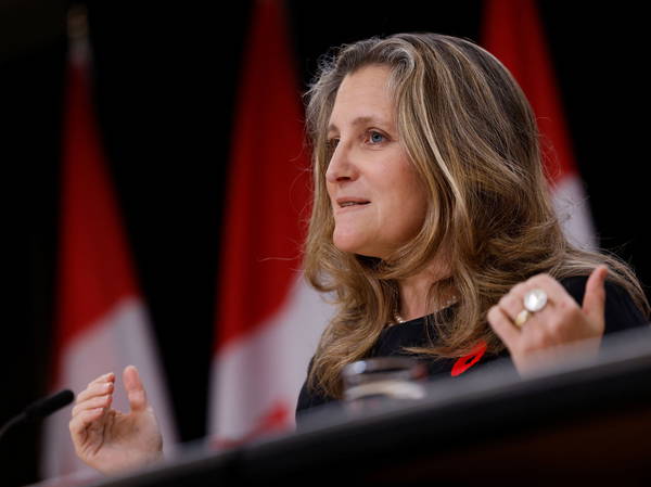 Chrystia Freeland says carbon rebate for small businesses will be tax-free