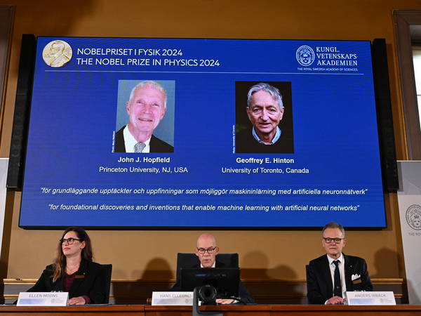 Nobel Prize in physics awarded to John Hopfield and Geoffrey Hinton for work on artificial intelligence