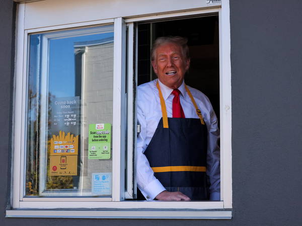 Trump works the drive-thru at Pennsylvania McDonald Drawing Crowds and Criticism