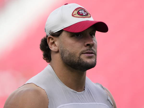 49ers star Nick Bosa crashes post-game interview wearing MAGA hat